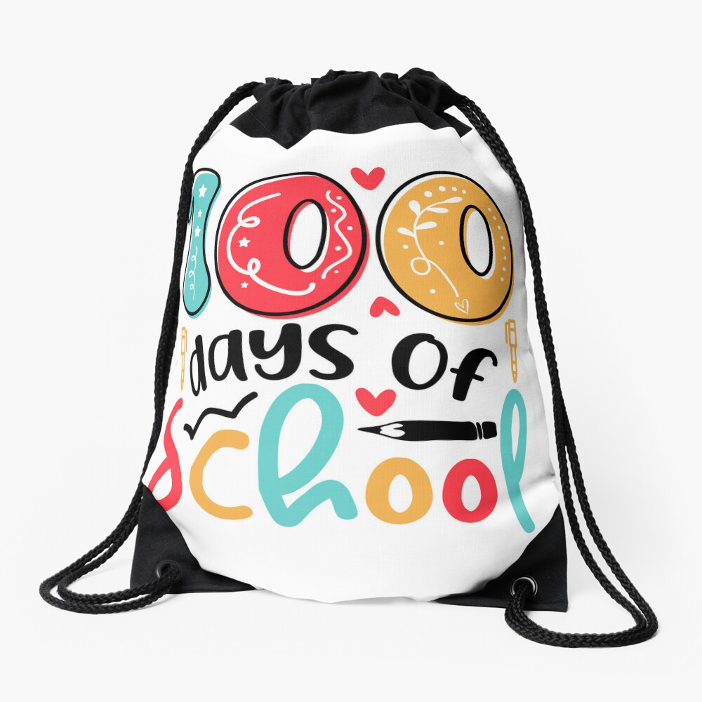 Leopard Rainbow 100 Days Of School Cute 100 Days Gift For Teacher Drawstring Bag DSB780