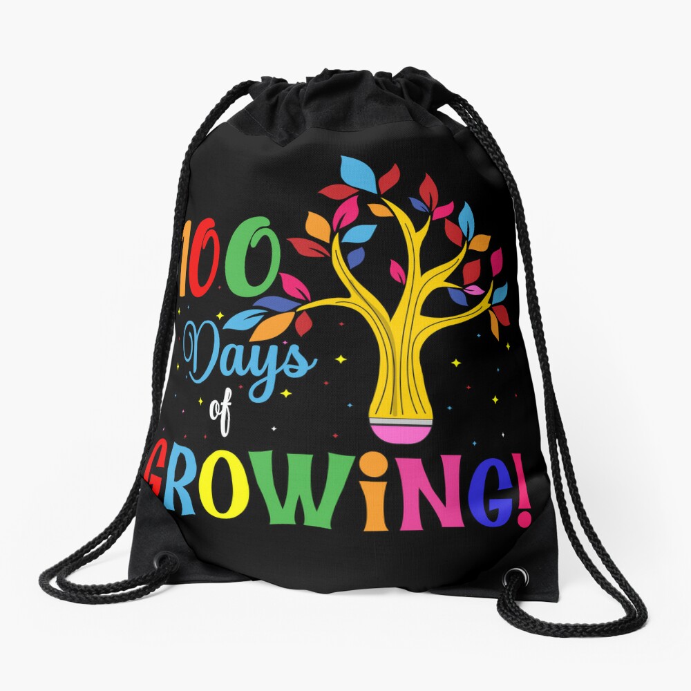 Leopard Rainbow 100 Days Of School Cute 100 Days Gift For Teacher Drawstring Bag DSB781