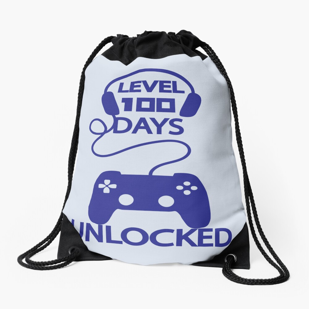 Level 100 Day Of School Unlocked 100 Day Of School Boys Drawstring Bag DSB1138
