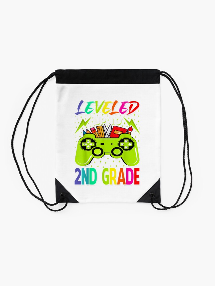 Leveled-Up-To-2Nd-Grade-Gamer-Back-To-School-First-Day-Boys-Drawstring-Bag-DSB240-2 Leveled Up To 2Nd Grade Gamer Back To School First Day Boys Drawstring Bag DSB240 2