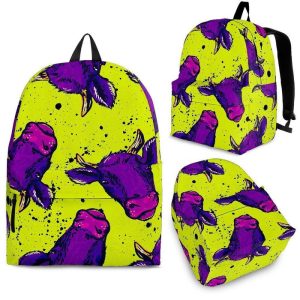 Lime Green And Purple Cow Pattern Print Back To School Backpack BP334