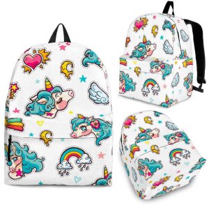 Little Girly Unicorn Pattern Print Back To School Backpack BP708