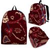 Maroon Vintage Bohemian Floral Print Back To School Backpack BP425