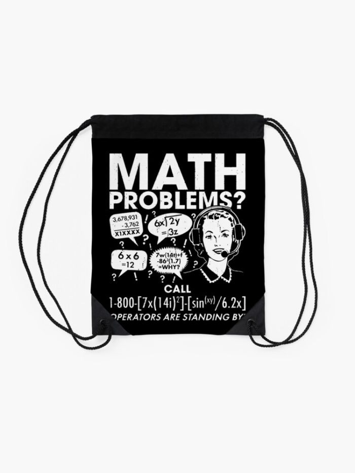 Mens Math Problems Hotline Funny Student Teacher School Drawstring Bag DSB1408 2