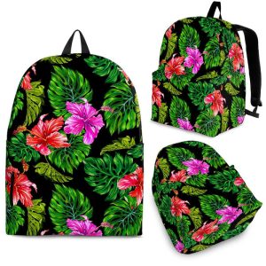 Monstera Hibiscus Hawaii Pattern Print Back To School Backpack BP697