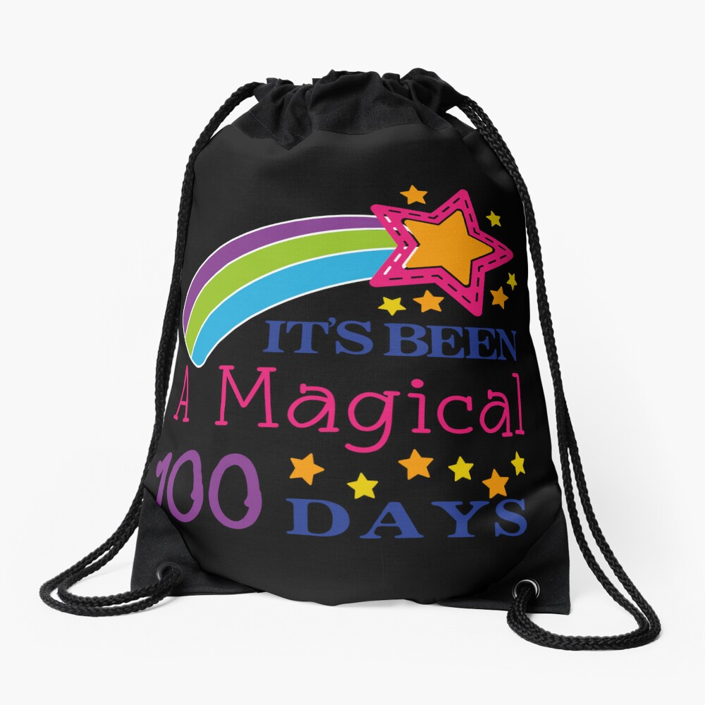My Little Stars Are 100 Days Brighter 100 Magical Days Of School And Lovin It Unicorn Rainbow Drawstring Bag DSB745