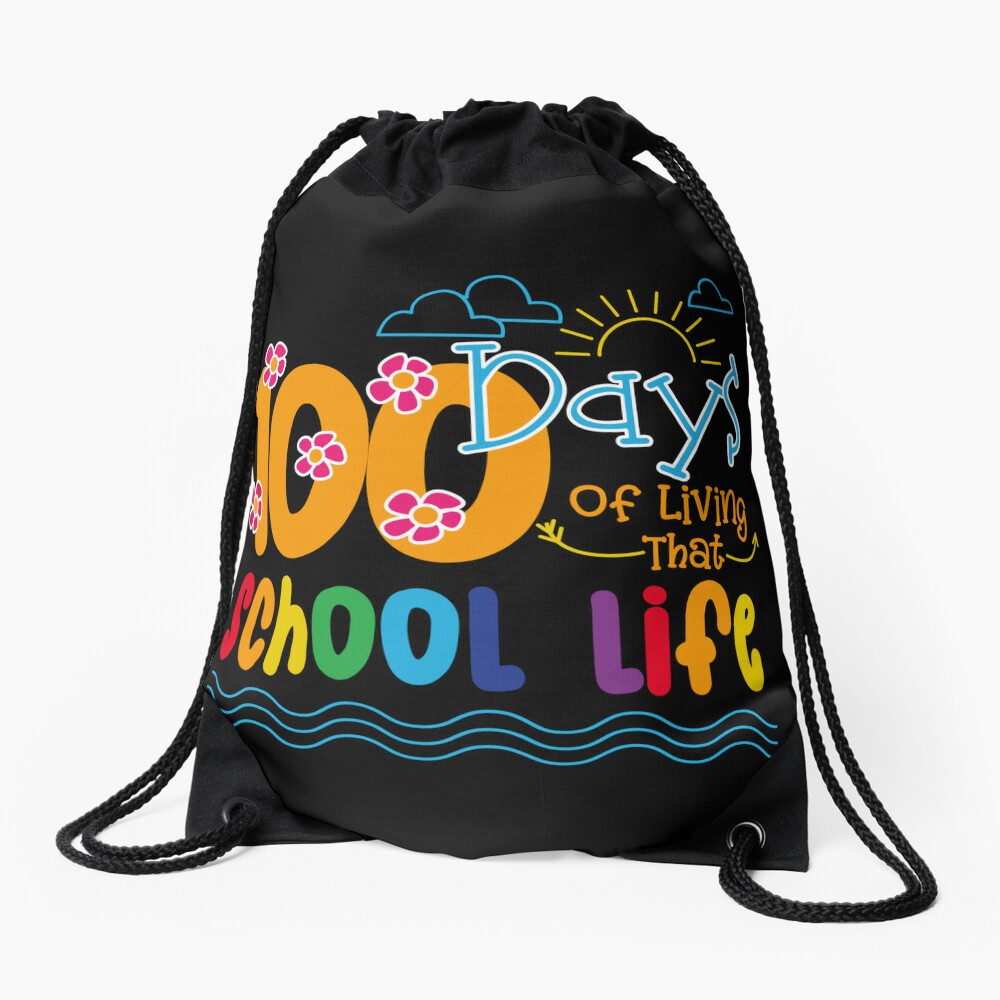 My Little Stars Are 100 Days Brighter 100 Magical Days Of School And Lovin It Unicorn Rainbow Drawstring Bag DSB815
