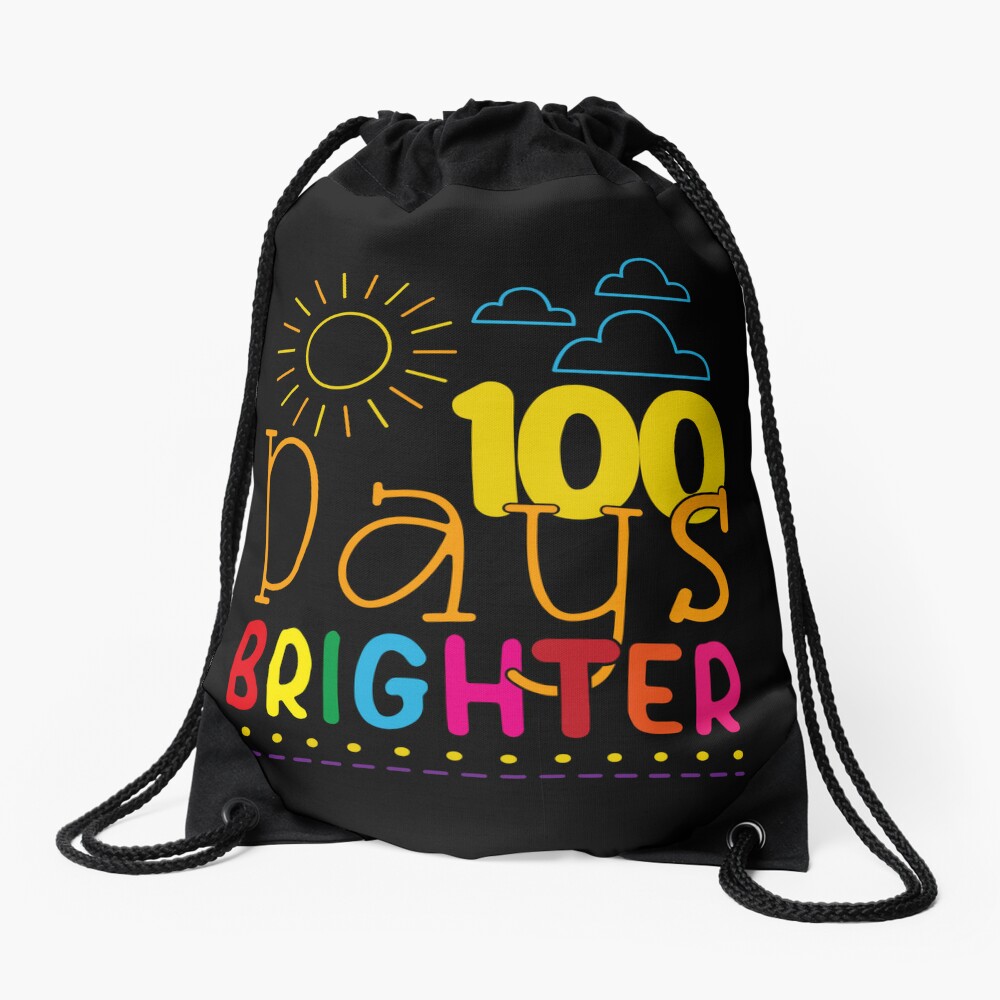 My Little Stars Are 100 Days Brighter 100 Magical Days Of School And Lovin It Unicorn Rainbow Drawstring Bag DSB816