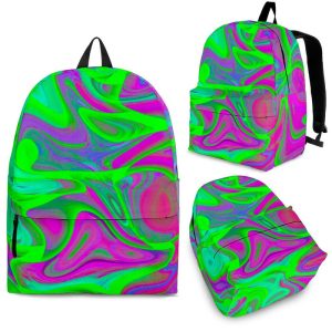 Neon Green Pink Psychedelic Trippy Print Back To School Backpack BP693