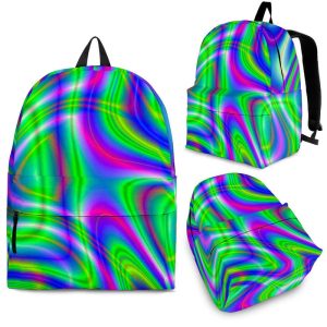 Neon Green Psychedelic Trippy Print Back To School Backpack BP692