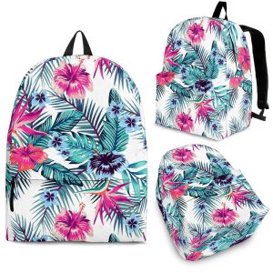 Neon Hibiscus Tropical Pattern Print Back To School Backpack BP691