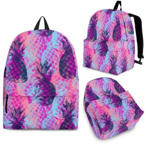 Neon Trippy Pineapple Pattern Print Back To School Backpack BP687