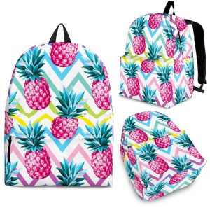 Neon Zig Zag Pineapple Pattern Print Back To School Backpack BP686