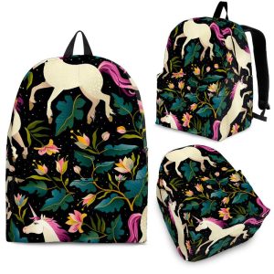 Night Floral Unicorn Pattern Print Back To School Backpack BP685