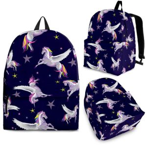 Night Winged Unicorn Pattern Print Back To School Backpack BP679
