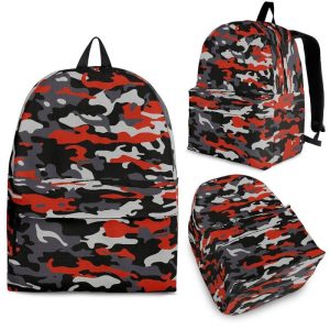 Orange Black And Grey Camouflage Print Back To School Backpack BP358