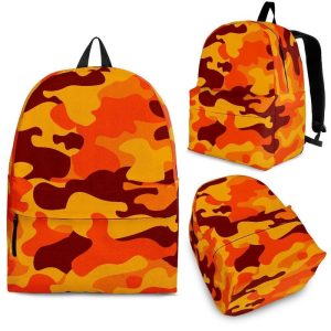 Orange Camouflage Print Back To School Backpack BP367
