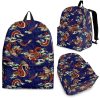 Orange Japanese Dragon Pattern Print Back To School Backpack BP675