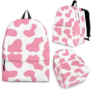 Pastel Pink And White Cow Print Back To School Backpack BP102