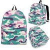 Pastel Teal And Purple Camouflage Print Back To School Backpack BP355