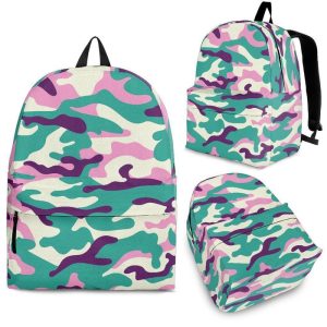 Pastel Teal And Purple Camouflage Print Back To School Backpack BP355