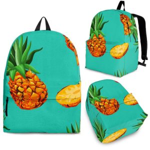 Pastel Turquoise Pineapple Pattern Print Back To School Backpack BP657