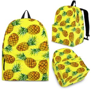 Pastel Yellow Pineapple Pattern Print Back To School Backpack BP656