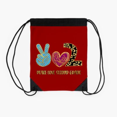 Peace Love Second Grade Back To School Drawstring Bag DSB876 2
