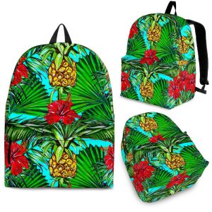 Pineapple Hibiscus Hawaii Pattern Print Back To School Backpack BP651