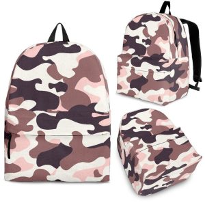 Pink Brown Camouflage Print Back To School Backpack BP383