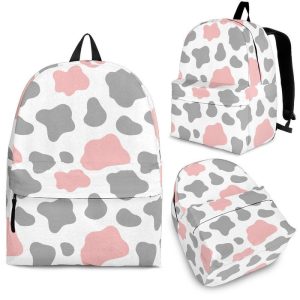 Pink Grey And White Cow Print Back To School Backpack BP110