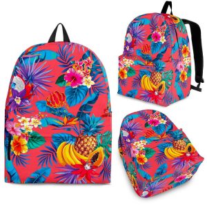 Pink Hawaiian Fruits Pattern Print Back To School Backpack BP644