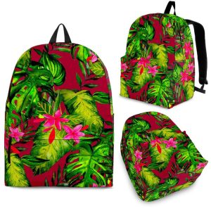 Pink Hawaiian Tropical Pattern Print Back To School Backpack BP643