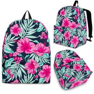 Pink Hibiscus Tropical Pattern Print Back To School Backpack BP642