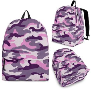 Pink Purple And Grey Camouflage Print Back To School Backpack BP361