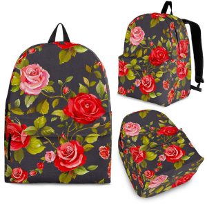 Pink Red Rose Floral Pattern Print Back To School Backpack BP638