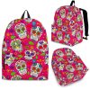 Pink Sugar Skull Pattern Print Back To School Backpack BP636