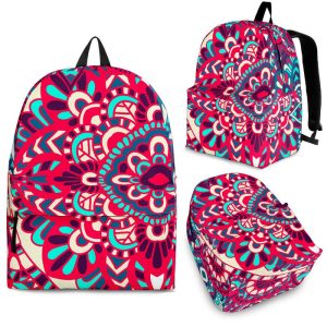 Pink Teal Bohemian Mandala Pattern Print Back To School Backpack BP635
