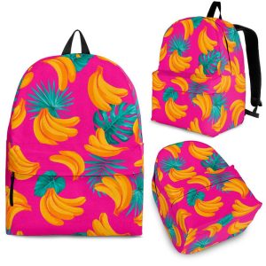 Pink Tropical Banana Pattern Print Back To School Backpack BP632