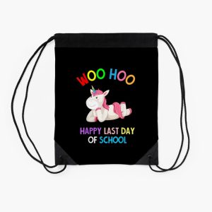 Pink Unicorn Woo Hoo Happy Last Day Of School Girls Drawstring Bag DSB1320 2 Pink Unicorn Woo Hoo Happy Last Day Of School Girls Drawstring Bag DSB1320 2