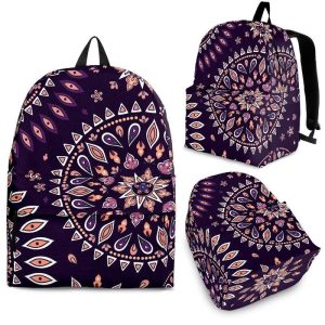 Purple Bohemian Mandala Pattern Print Back To School Backpack BP415