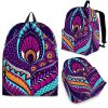 Purple Bohemian Peacock Feather Print Back To School Backpack BP416