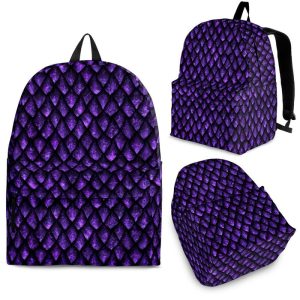 Purple Dragon Scales Pattern Print Back To School Backpack BP616