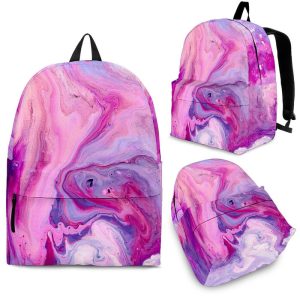 Purple Liquid Marble Print Back To School Backpack BP610