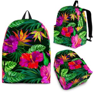 Purple Tropical Pattern Print Back To School Backpack BP601