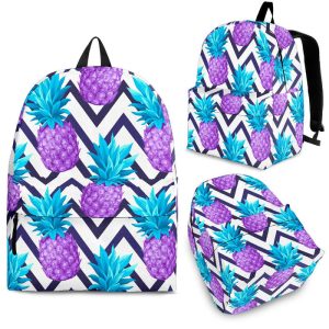 Purple Zig Zag Pineapple Pattern Print Back To School Backpack BP597