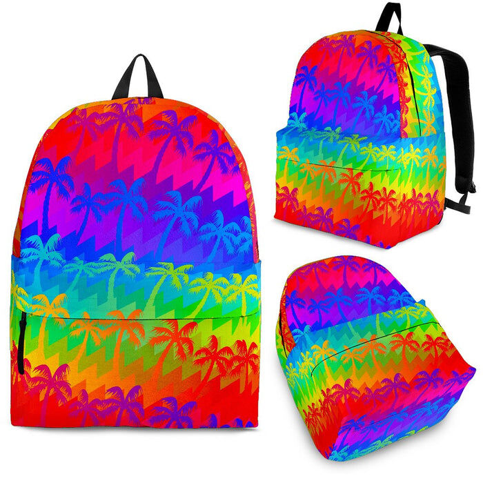 Rainbow Palm Tree Pattern Print Back To School Backpack BP595