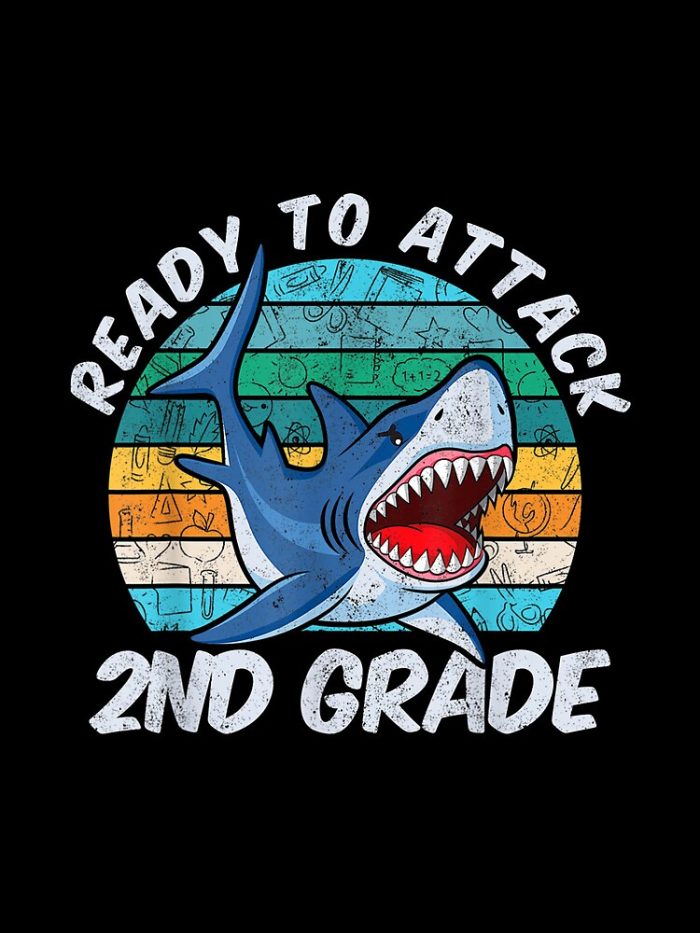 Ready To Attack 2Nd Grade Shark Gift Back To School Drawstring Bag DSB432 1