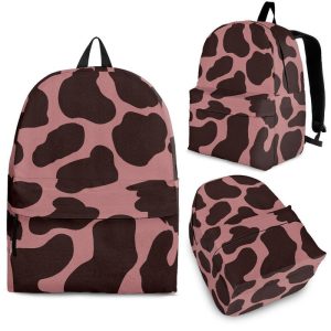 Red Brown Cow Print Back To School Backpack BP337