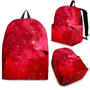 Red Galaxy Space Cloud Print Back To School Backpack BP590